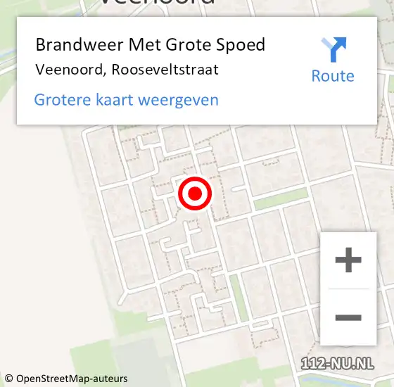 Locatie op kaart van de 112 melding: Brandweer Met Grote Spoed Naar Veenoord, Rooseveltstraat op 7 maart 2023 14:10