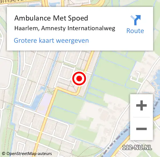 Locatie op kaart van de 112 melding: Ambulance Met Spoed Naar Haarlem, Amnesty Internationalweg op 7 maart 2023 14:44