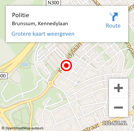 Locatie op kaart van de 112 melding: Politie Brunssum, Kennedylaan op 7 maart 2023 14:50