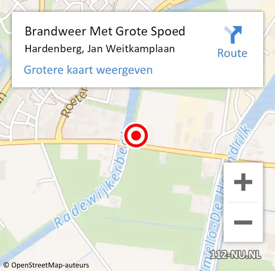 Locatie op kaart van de 112 melding: Brandweer Met Grote Spoed Naar Hardenberg, Jan Weitkamplaan op 7 maart 2023 14:57