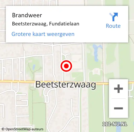 Locatie op kaart van de 112 melding: Brandweer Beetsterzwaag, Fundatielaan op 7 maart 2023 15:01