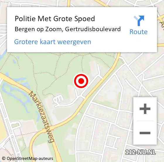 Locatie op kaart van de 112 melding: Politie Met Grote Spoed Naar Bergen op Zoom, Gertrudisboulevard op 7 maart 2023 15:28