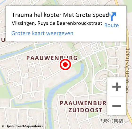 Locatie op kaart van de 112 melding: Trauma helikopter Met Grote Spoed Naar Vlissingen, Ruys de Beerenbrouckstraat op 7 maart 2023 15:29