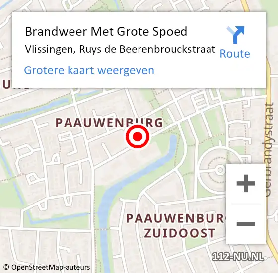 Locatie op kaart van de 112 melding: Brandweer Met Grote Spoed Naar Vlissingen, Ruys de Beerenbrouckstraat op 7 maart 2023 15:34