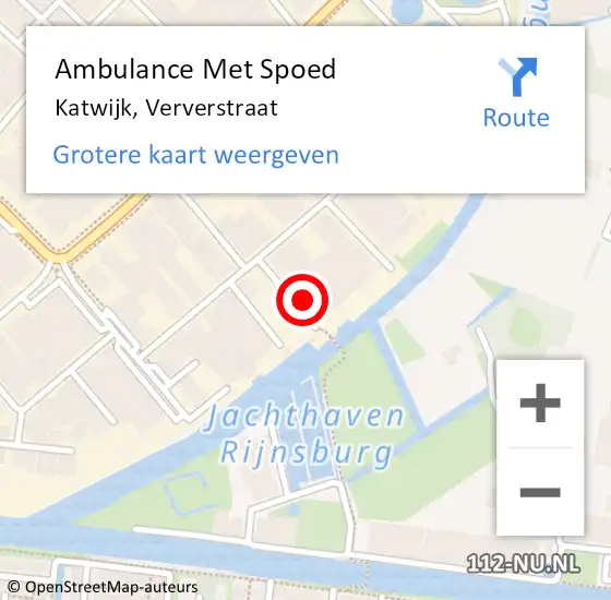 Locatie op kaart van de 112 melding: Ambulance Met Spoed Naar Katwijk, Ververstraat op 7 maart 2023 15:36