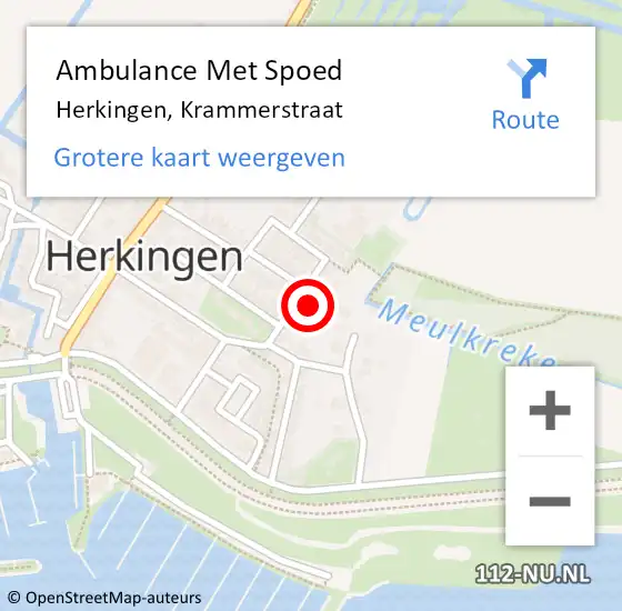 Locatie op kaart van de 112 melding: Ambulance Met Spoed Naar Herkingen, Krammerstraat op 7 maart 2023 15:42