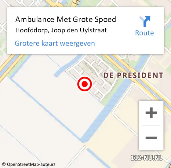 Locatie op kaart van de 112 melding: Ambulance Met Grote Spoed Naar Hoofddorp, Joop den Uylstraat op 7 maart 2023 15:45