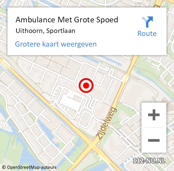 Locatie op kaart van de 112 melding: Ambulance Met Grote Spoed Naar Uithoorn, Sportlaan op 7 maart 2023 15:54