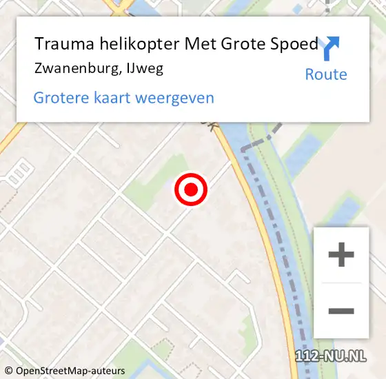 Locatie op kaart van de 112 melding: Trauma helikopter Met Grote Spoed Naar Zwanenburg, IJweg op 7 maart 2023 15:59