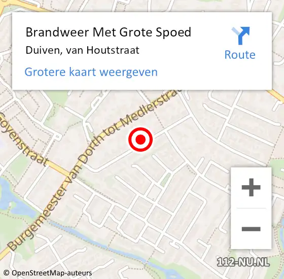 Locatie op kaart van de 112 melding: Brandweer Met Grote Spoed Naar Duiven, van Houtstraat op 7 maart 2023 16:01