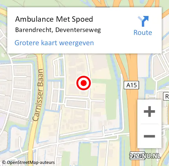 Locatie op kaart van de 112 melding: Ambulance Met Spoed Naar Barendrecht, Deventerseweg op 7 maart 2023 16:15