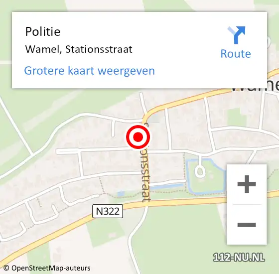 Locatie op kaart van de 112 melding: Politie Wamel, Stationsstraat op 7 maart 2023 16:22