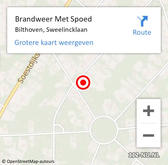 Locatie op kaart van de 112 melding: Brandweer Met Spoed Naar Bilthoven, Sweelincklaan op 7 maart 2023 16:29