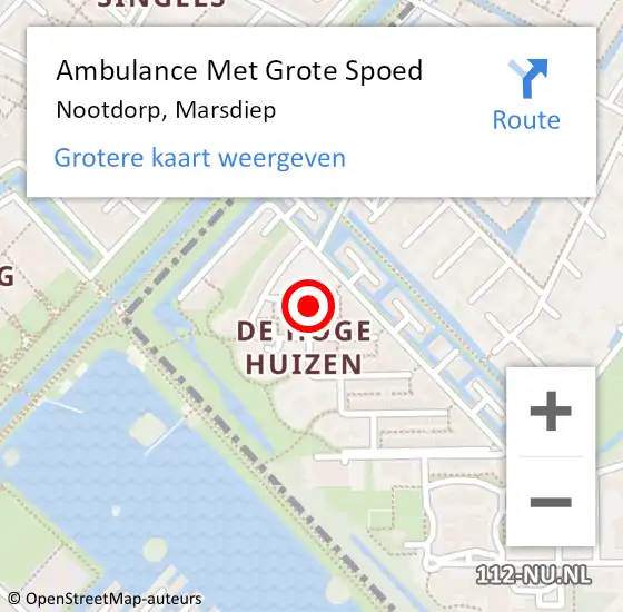 Locatie op kaart van de 112 melding: Ambulance Met Grote Spoed Naar Nootdorp, Marsdiep op 7 maart 2023 16:35