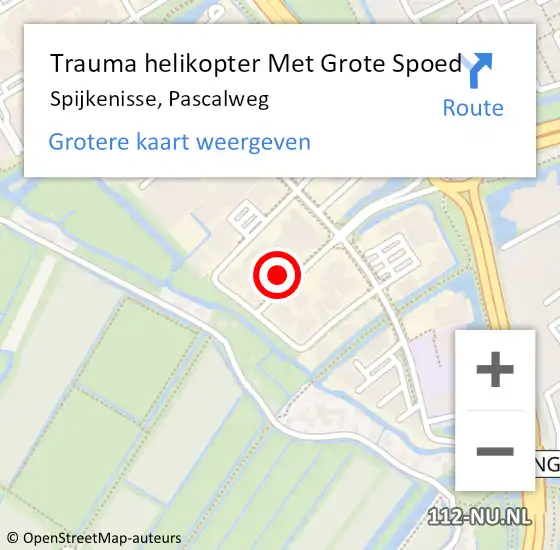 Locatie op kaart van de 112 melding: Trauma helikopter Met Grote Spoed Naar Spijkenisse, Pascalweg op 7 maart 2023 16:40
