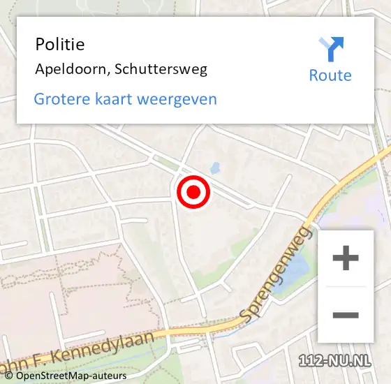 Locatie op kaart van de 112 melding: Politie Apeldoorn, Schuttersweg op 7 maart 2023 17:02