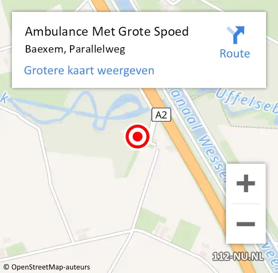 Locatie op kaart van de 112 melding: Ambulance Met Grote Spoed Naar Baexem, Parallelweg op 7 maart 2023 17:06