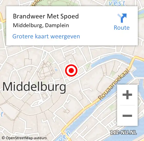 Locatie op kaart van de 112 melding: Brandweer Met Spoed Naar Middelburg, Damplein op 7 maart 2023 17:09