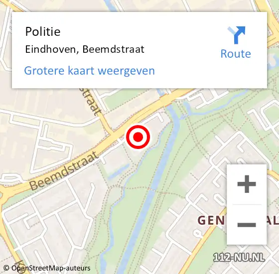 Locatie op kaart van de 112 melding: Politie Eindhoven, Beemdstraat op 7 maart 2023 17:14