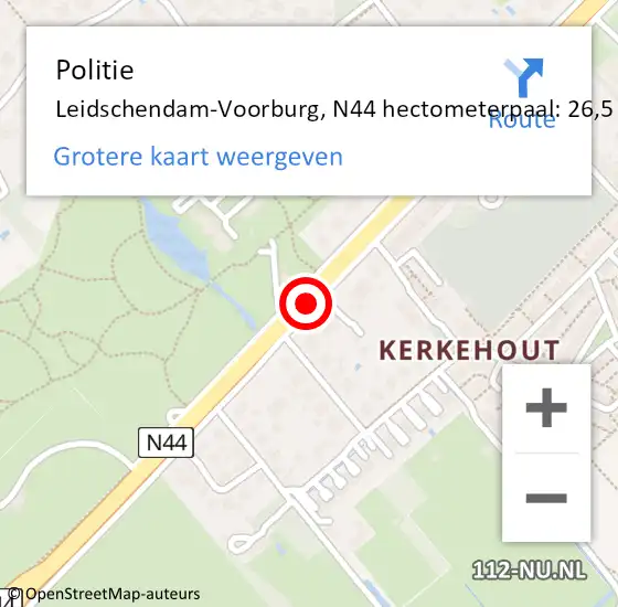 Locatie op kaart van de 112 melding: Politie Leidschendam-Voorburg, N44 hectometerpaal: 26,5 op 7 maart 2023 17:14