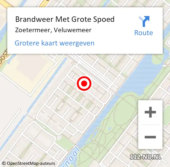 Locatie op kaart van de 112 melding: Brandweer Met Grote Spoed Naar Zoetermeer, Veluwemeer op 7 maart 2023 17:28
