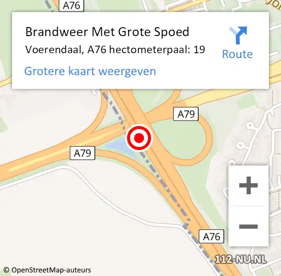 Locatie op kaart van de 112 melding: Brandweer Met Grote Spoed Naar Voerendaal, A76 hectometerpaal: 19 op 7 maart 2023 17:37