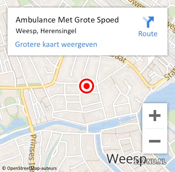 Locatie op kaart van de 112 melding: Ambulance Met Grote Spoed Naar Weesp, Herensingel op 7 maart 2023 17:43