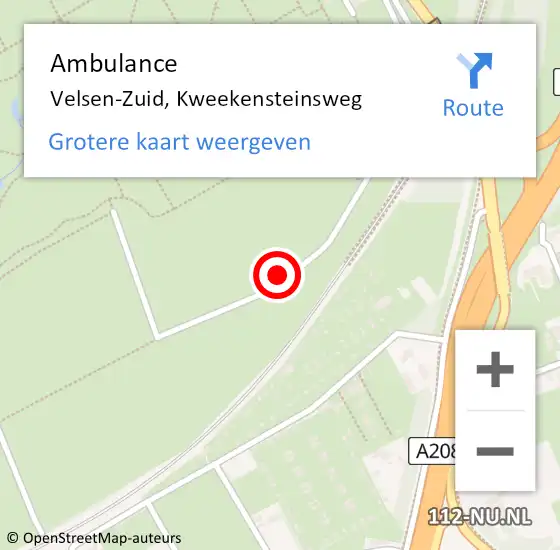 Locatie op kaart van de 112 melding: Ambulance Velsen-Zuid, Kweekensteinsweg op 7 maart 2023 17:44