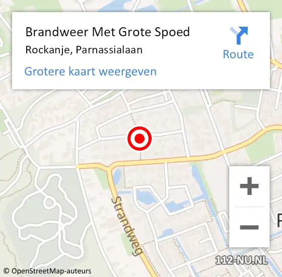 Locatie op kaart van de 112 melding: Brandweer Met Grote Spoed Naar Rockanje, Parnassialaan op 7 maart 2023 17:55