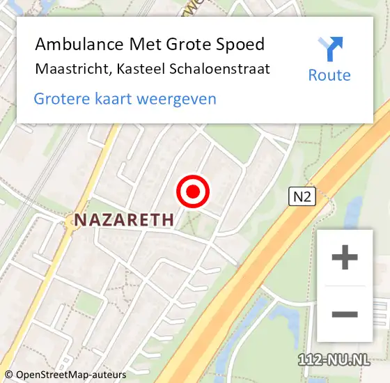 Locatie op kaart van de 112 melding: Ambulance Met Grote Spoed Naar Maastricht, Kasteel Schaloenstraat op 7 maart 2023 17:57