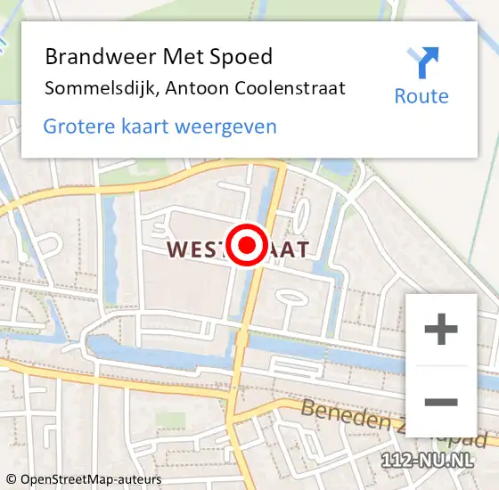 Locatie op kaart van de 112 melding: Brandweer Met Spoed Naar Sommelsdijk, Antoon Coolenstraat op 7 maart 2023 18:03