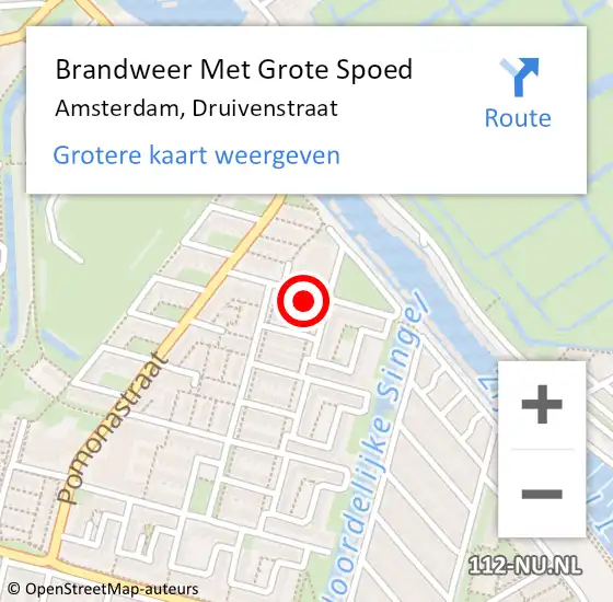 Locatie op kaart van de 112 melding: Brandweer Met Grote Spoed Naar Amsterdam, Druivenstraat op 7 maart 2023 18:34
