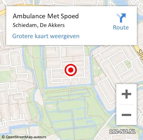 Locatie op kaart van de 112 melding: Ambulance Met Spoed Naar Schiedam, De Akkers op 7 maart 2023 19:16