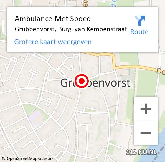 Locatie op kaart van de 112 melding: Ambulance Met Spoed Naar Grubbenvorst, Burg. van Kempenstraat op 11 oktober 2013 20:08