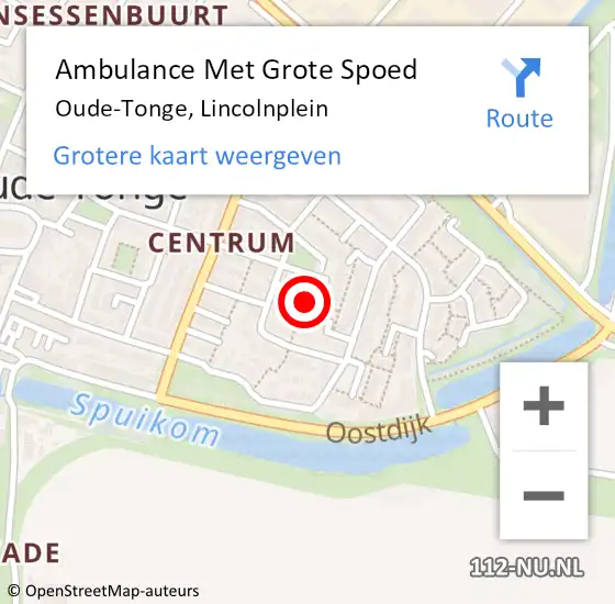 Locatie op kaart van de 112 melding: Ambulance Met Grote Spoed Naar Oude-Tonge, Lincolnplein op 7 maart 2023 19:21