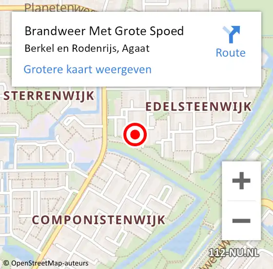 Locatie op kaart van de 112 melding: Brandweer Met Grote Spoed Naar Berkel en Rodenrijs, Agaat op 7 maart 2023 19:22