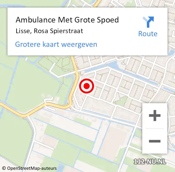 Locatie op kaart van de 112 melding: Ambulance Met Grote Spoed Naar Lisse, Rosa Spierstraat op 7 maart 2023 19:34