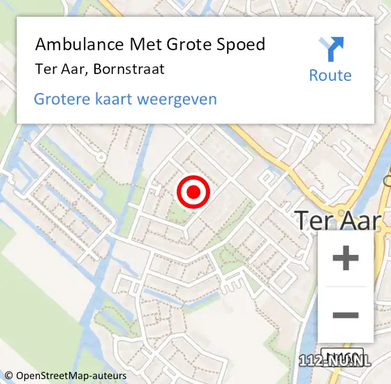 Locatie op kaart van de 112 melding: Ambulance Met Grote Spoed Naar Ter Aar, Bornstraat op 7 maart 2023 19:35