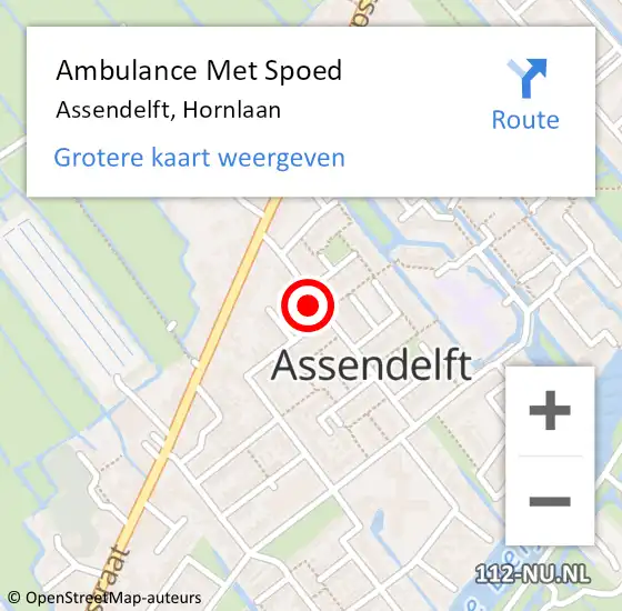 Locatie op kaart van de 112 melding: Ambulance Met Spoed Naar Assendelft, Hornlaan op 7 maart 2023 19:47