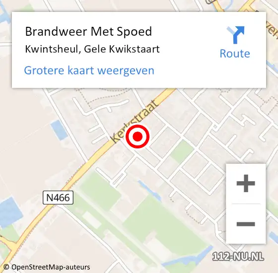 Locatie op kaart van de 112 melding: Brandweer Met Spoed Naar Kwintsheul, Gele Kwikstaart op 7 maart 2023 20:27