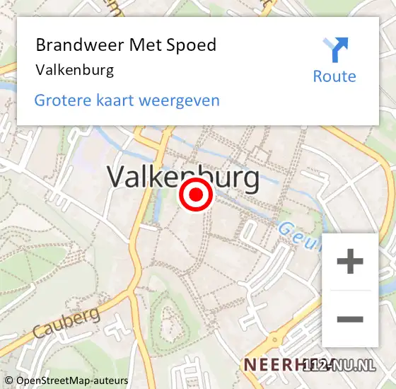 Locatie op kaart van de 112 melding: Brandweer Met Spoed Naar Valkenburg op 7 maart 2023 21:31