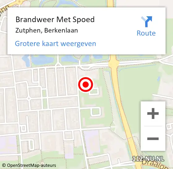 Locatie op kaart van de 112 melding: Brandweer Met Spoed Naar Zutphen, Berkenlaan op 7 maart 2023 21:33