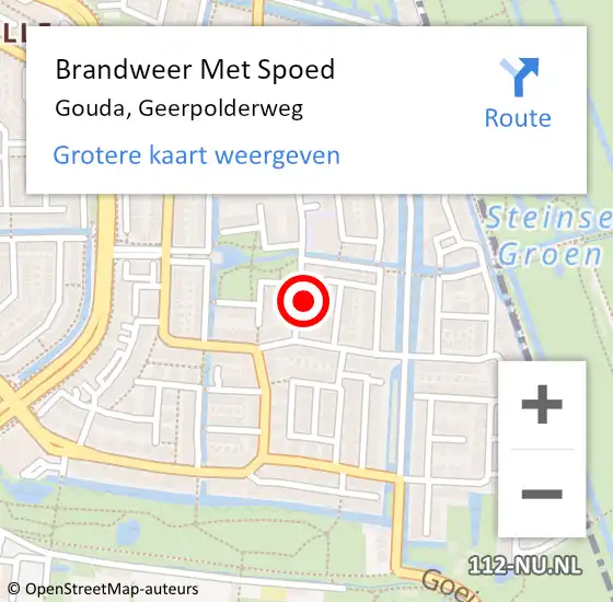 Locatie op kaart van de 112 melding: Brandweer Met Spoed Naar Gouda, Geerpolderweg op 7 maart 2023 21:35