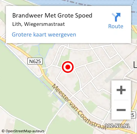 Locatie op kaart van de 112 melding: Brandweer Met Grote Spoed Naar Lith, Wiegersmastraat op 7 maart 2023 21:48