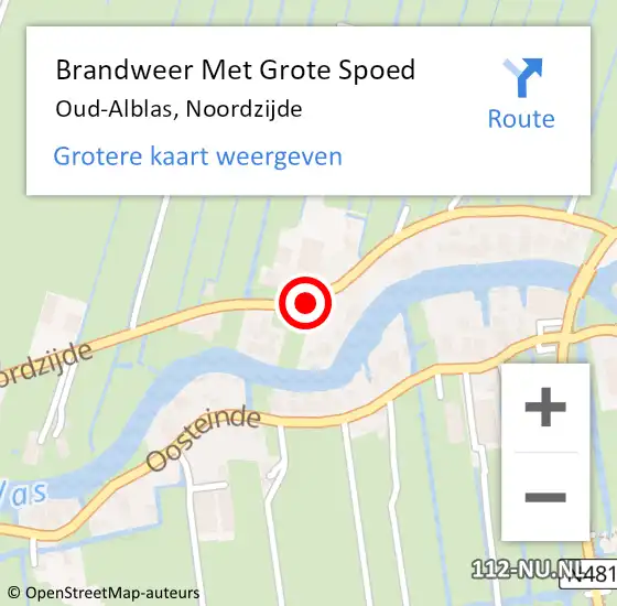 Locatie op kaart van de 112 melding: Brandweer Met Grote Spoed Naar Oud-Alblas, Noordzijde op 7 maart 2023 21:49