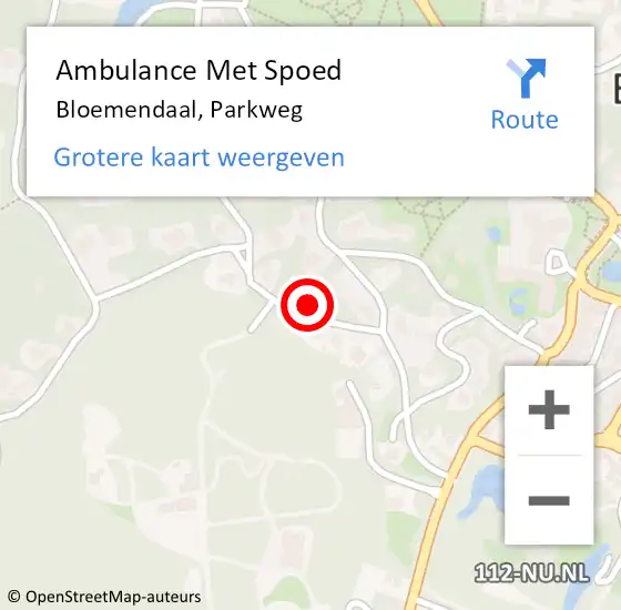 Locatie op kaart van de 112 melding: Ambulance Met Spoed Naar Bloemendaal, Parkweg op 7 maart 2023 22:38