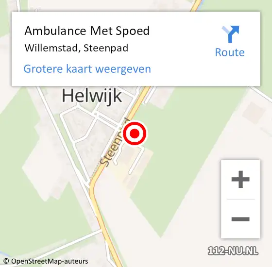 Locatie op kaart van de 112 melding: Ambulance Met Spoed Naar Willemstad, Steenpad op 7 maart 2023 22:49