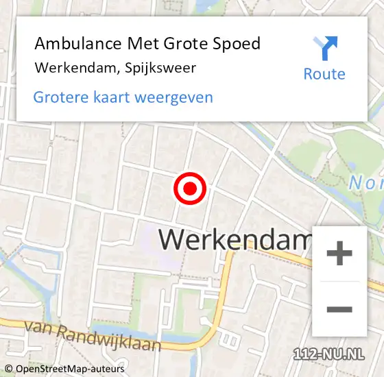 Locatie op kaart van de 112 melding: Ambulance Met Grote Spoed Naar Werkendam, Spijksweer op 7 maart 2023 22:50