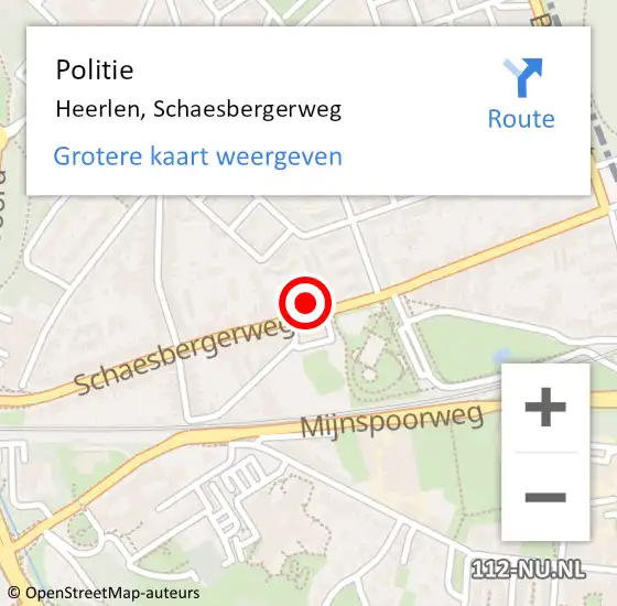 Locatie op kaart van de 112 melding: Politie Heerlen, Schaesbergerweg op 7 maart 2023 23:08