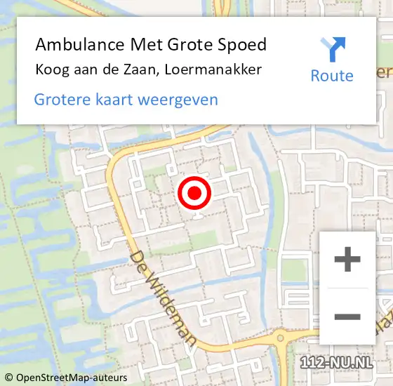 Locatie op kaart van de 112 melding: Ambulance Met Grote Spoed Naar Koog aan de Zaan, Loermanakker op 7 maart 2023 23:56